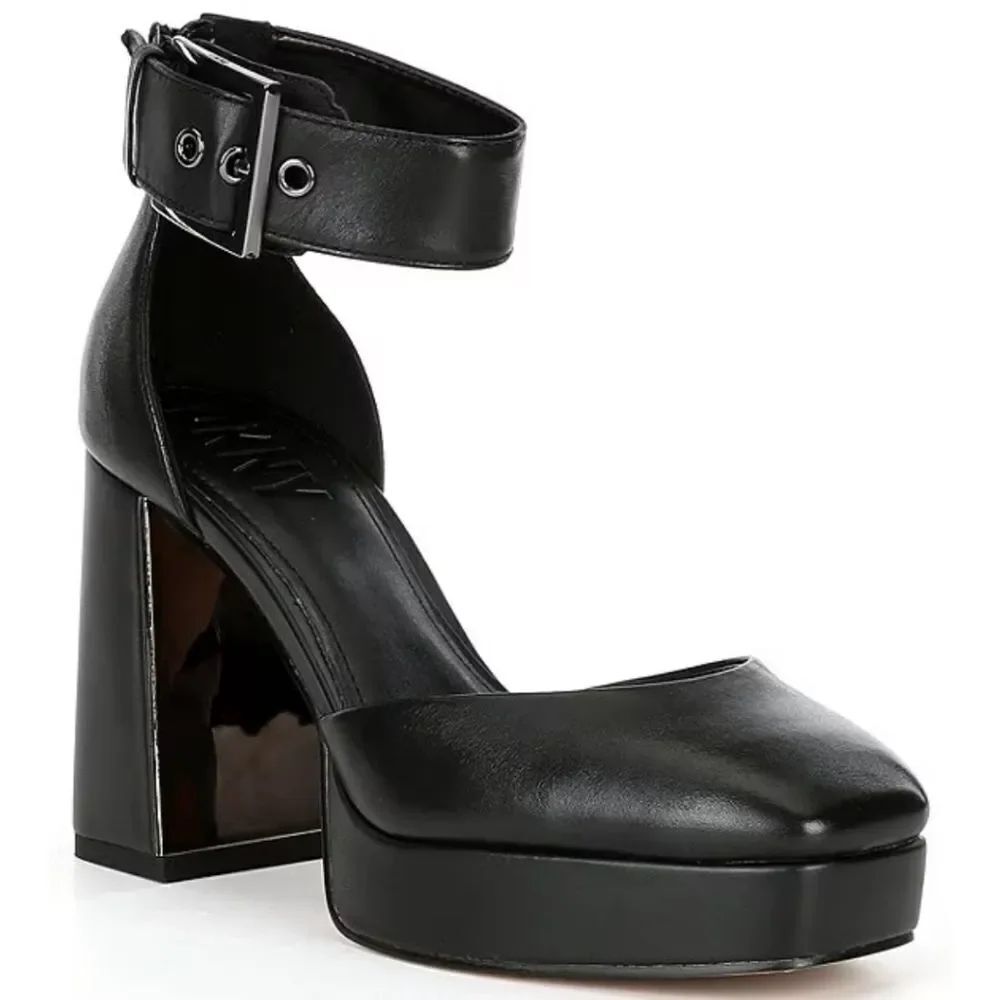 BRAND NEW DKNY BARRA LEATHER PLATFORM ANKLE WRAP PUMPS